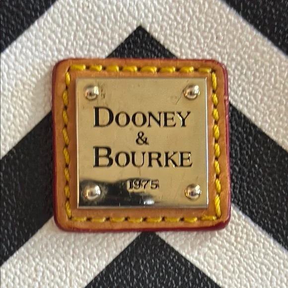 Dooney & Bourke Black and White Chevron Satchel - Picture 3 of 9